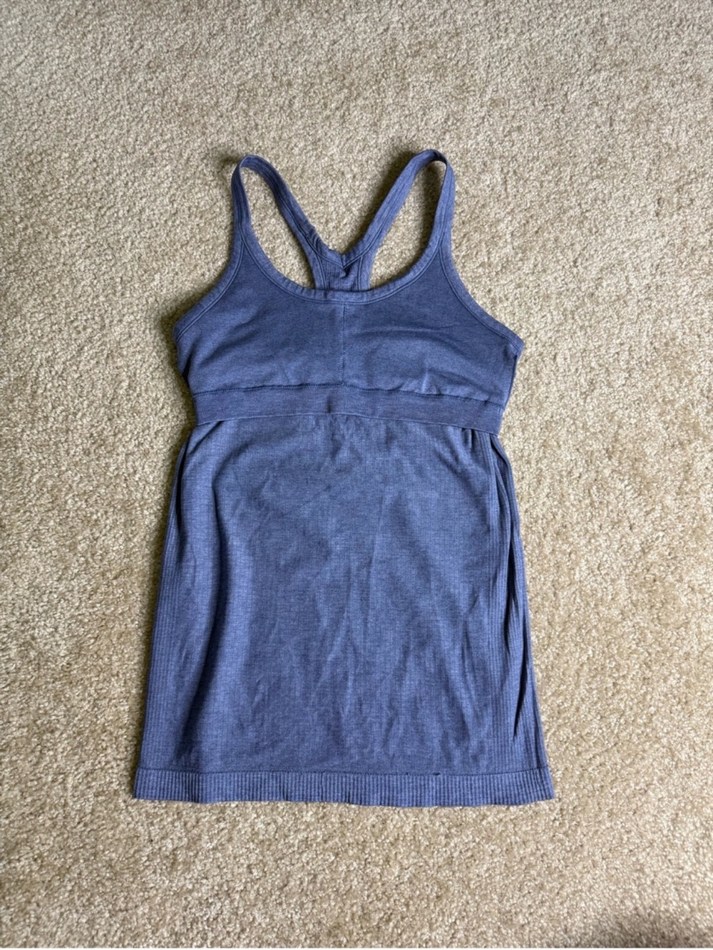 Ribbed Blue Racerback Tank Top - Picture 7 of 8